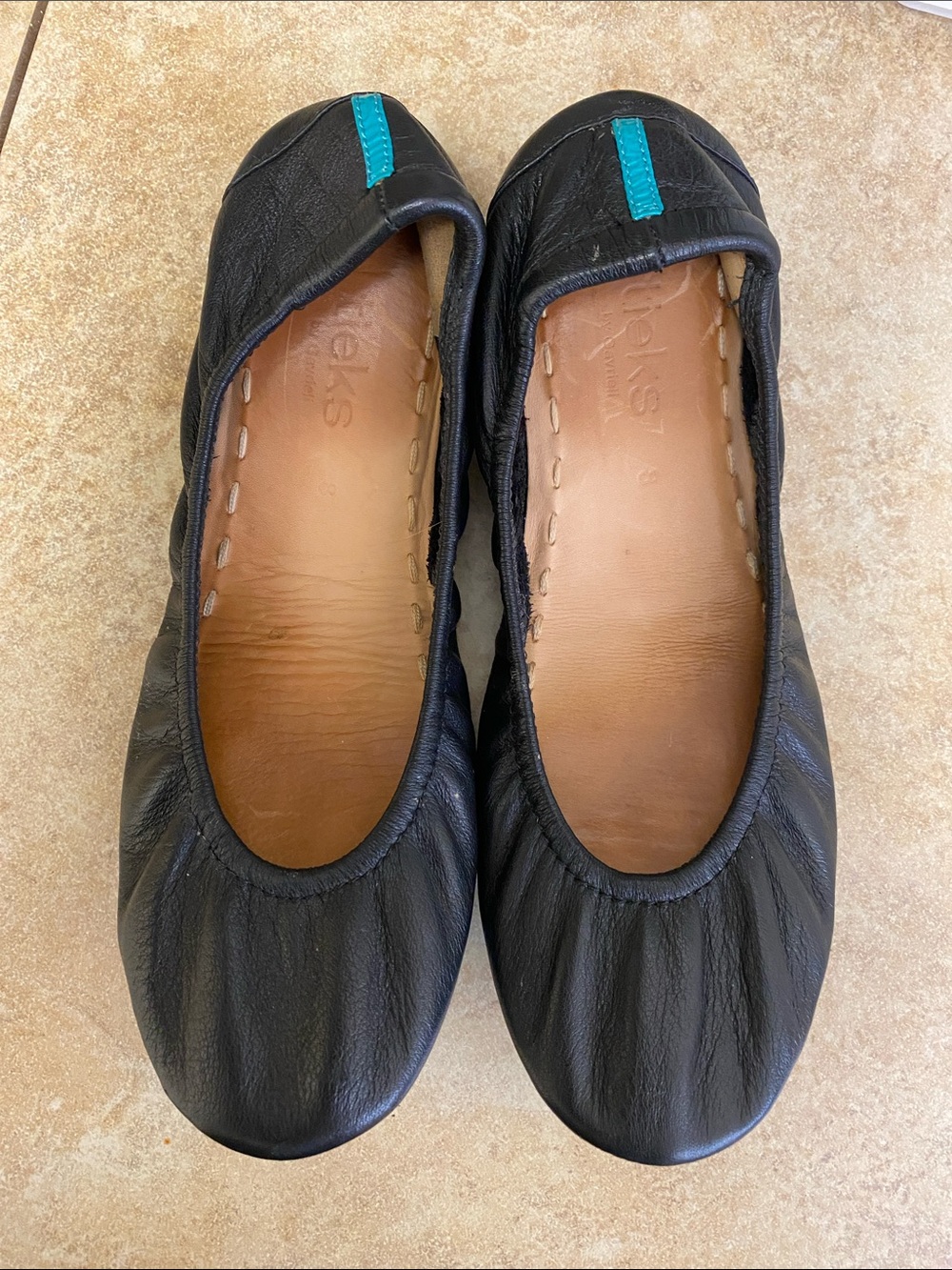 Tieks Black Leather Slip-On Ballet Flats